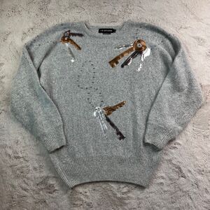 IB Diffusion Vintage Sweater Size L Silk Angora Rabbit Hair Lambswool Jewel Keys